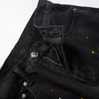 Chrome Hearts Cross Patch Embroidered & Hand-Painted Denim Shorts 9927